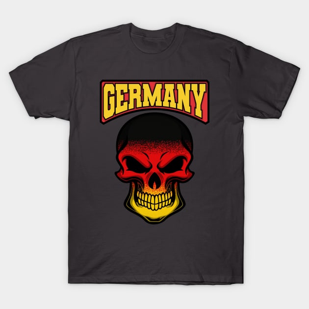 GERMANY FLAG IN A SKULL EMBLEM T-Shirt by VERXION